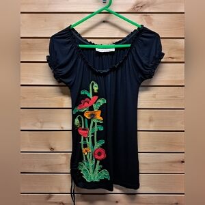 Embroidered Floral Blouse Size S